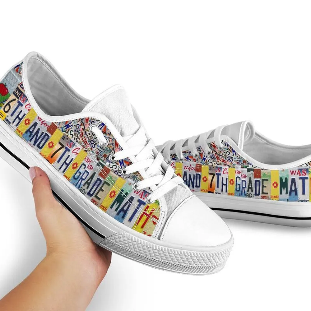 6Th And 7Th Grade Math License Plates License Plates Low Top Shoes, Teacher Shoes, Low Top Sneakers