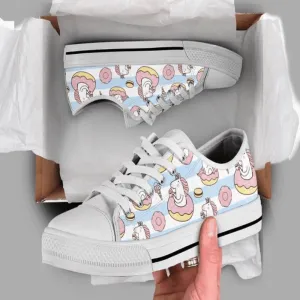 A Donut Unicorn Low Top Shoes, Animal Print Canvas Shoes, Print On Canvas Shoes