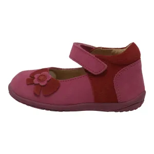 Baby Girls Fuchsia Nubuck Flower Bow Mary Jane Shoes 3-4 Baby