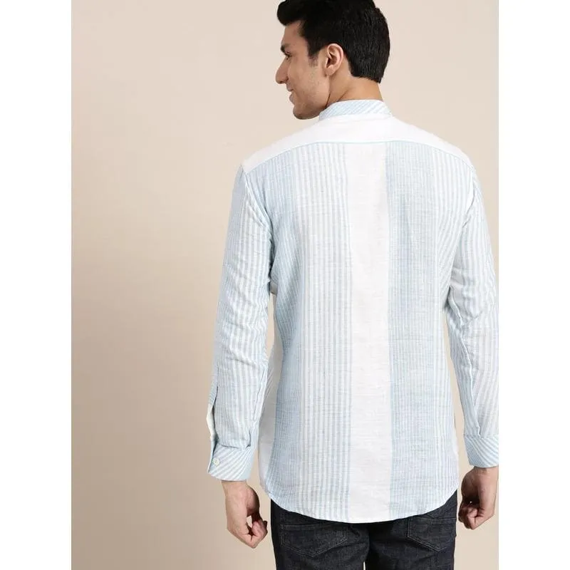 Blue Striped Khadi Men Shirt