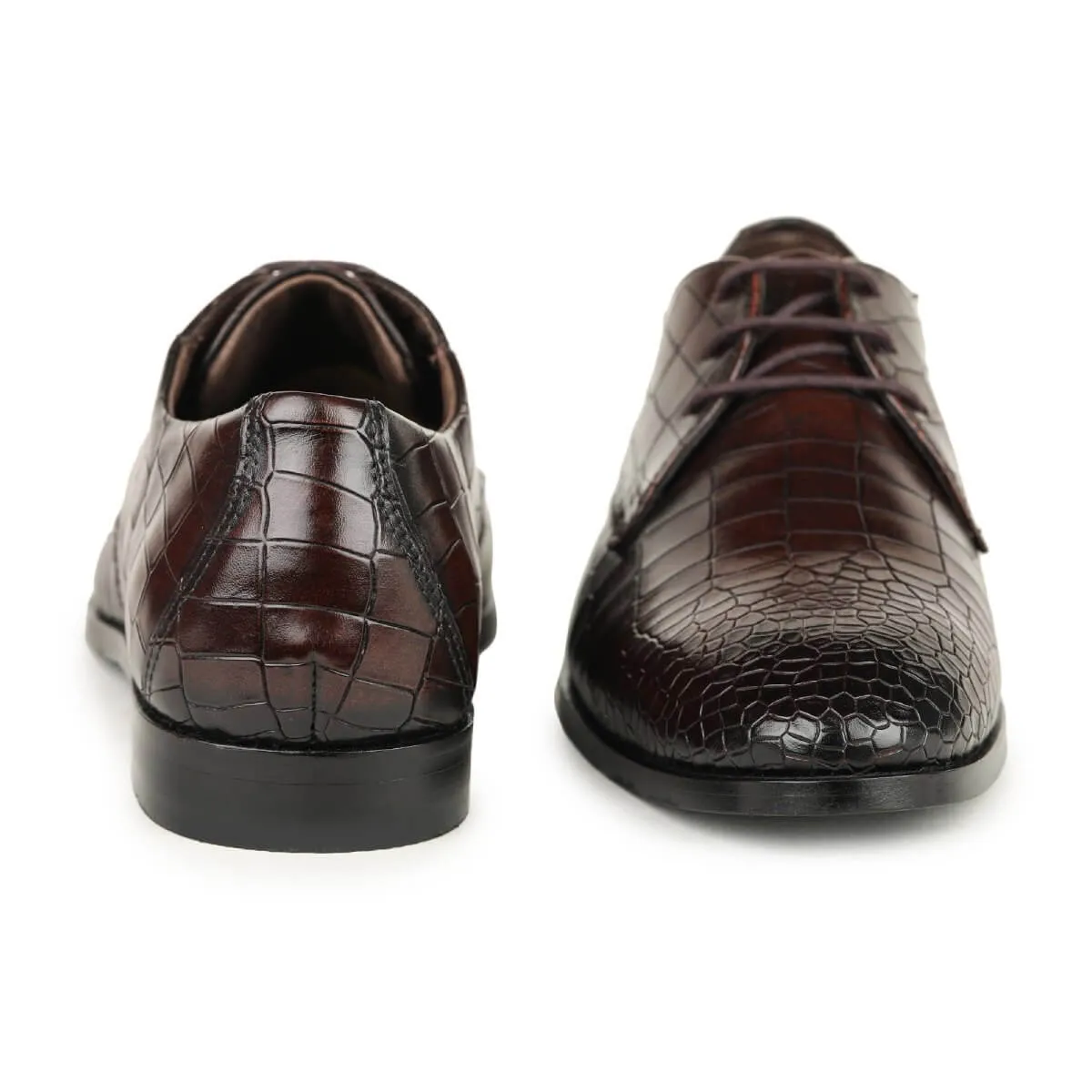 Britmen CP-61 Exotic Croco Print Lace Up Shoes