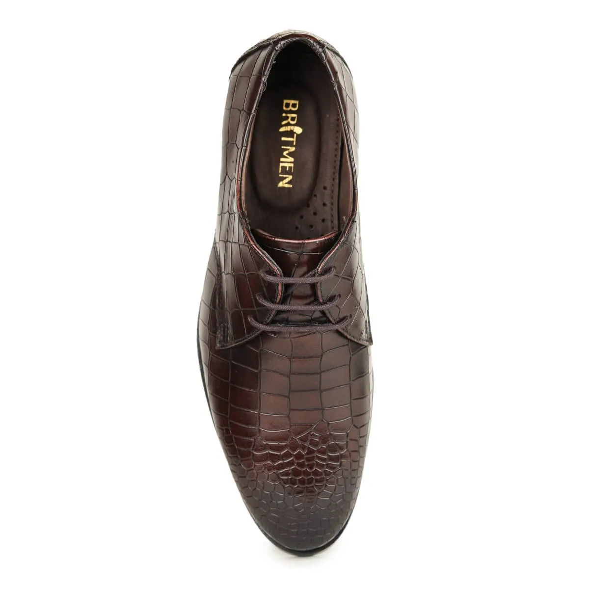 Britmen CP-61 Exotic Croco Print Lace Up Shoes