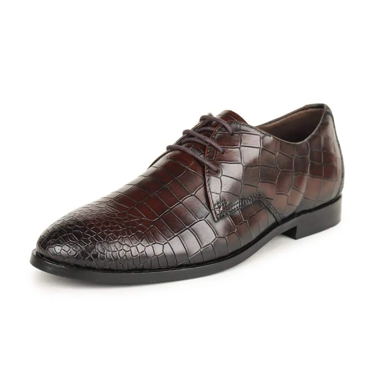 Britmen CP-61 Exotic Croco Print Lace Up Shoes