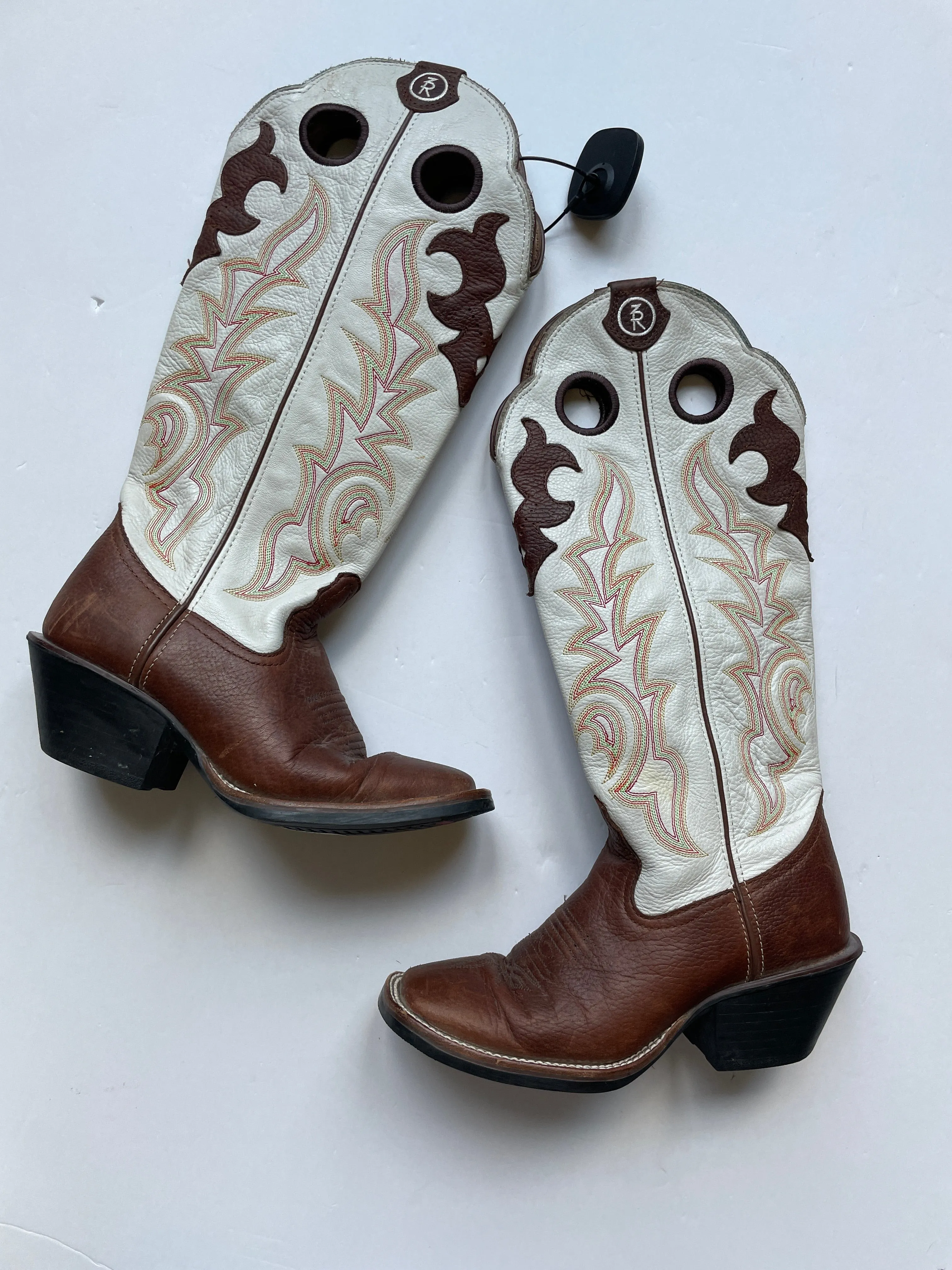 Brown & White Boots Western Tony Lama, Size 6.5