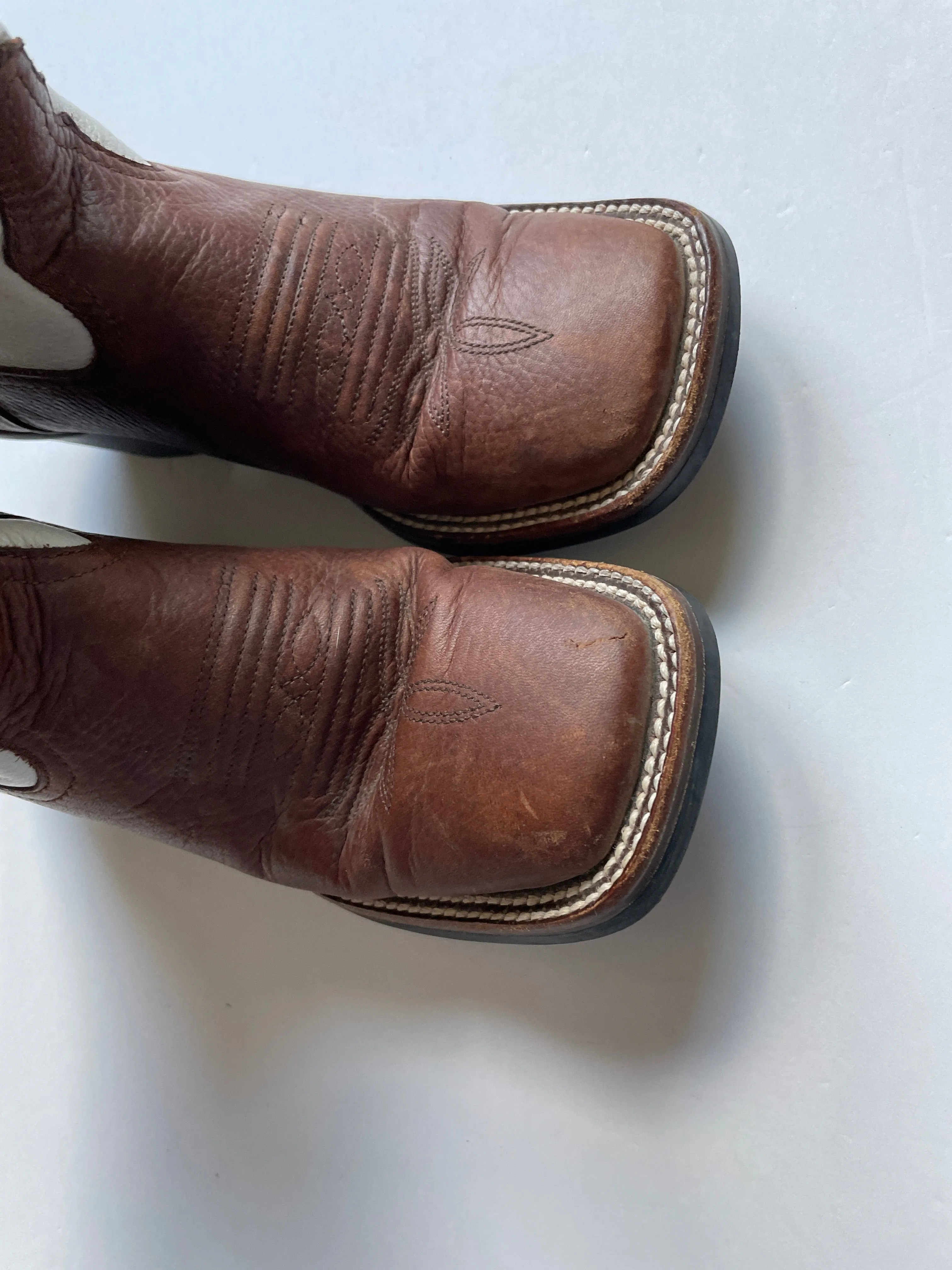 Brown & White Boots Western Tony Lama, Size 6.5