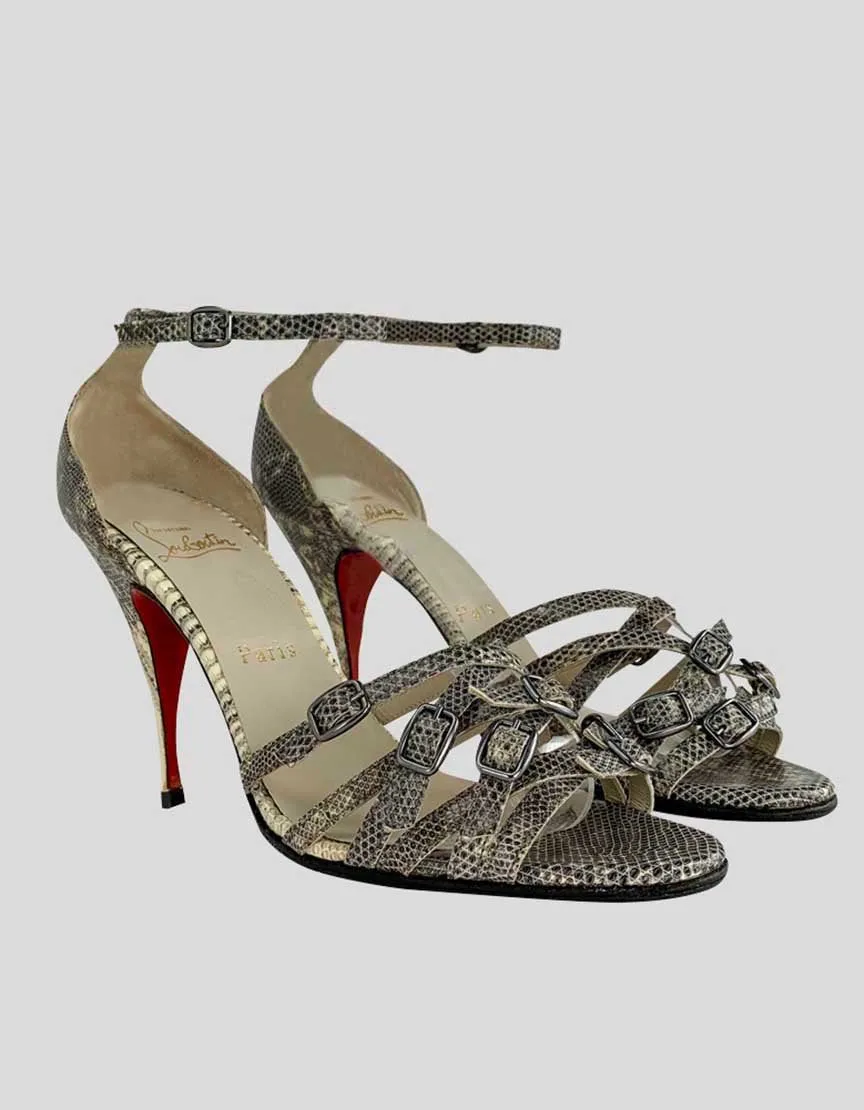 CHRISTIAN LOUBOUTIN Python Open Toe Heels - 39 IT | 9 US