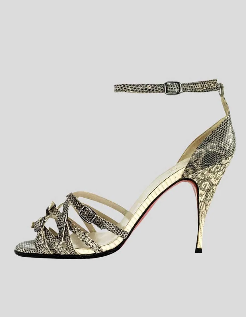 CHRISTIAN LOUBOUTIN Python Open Toe Heels - 39 IT | 9 US