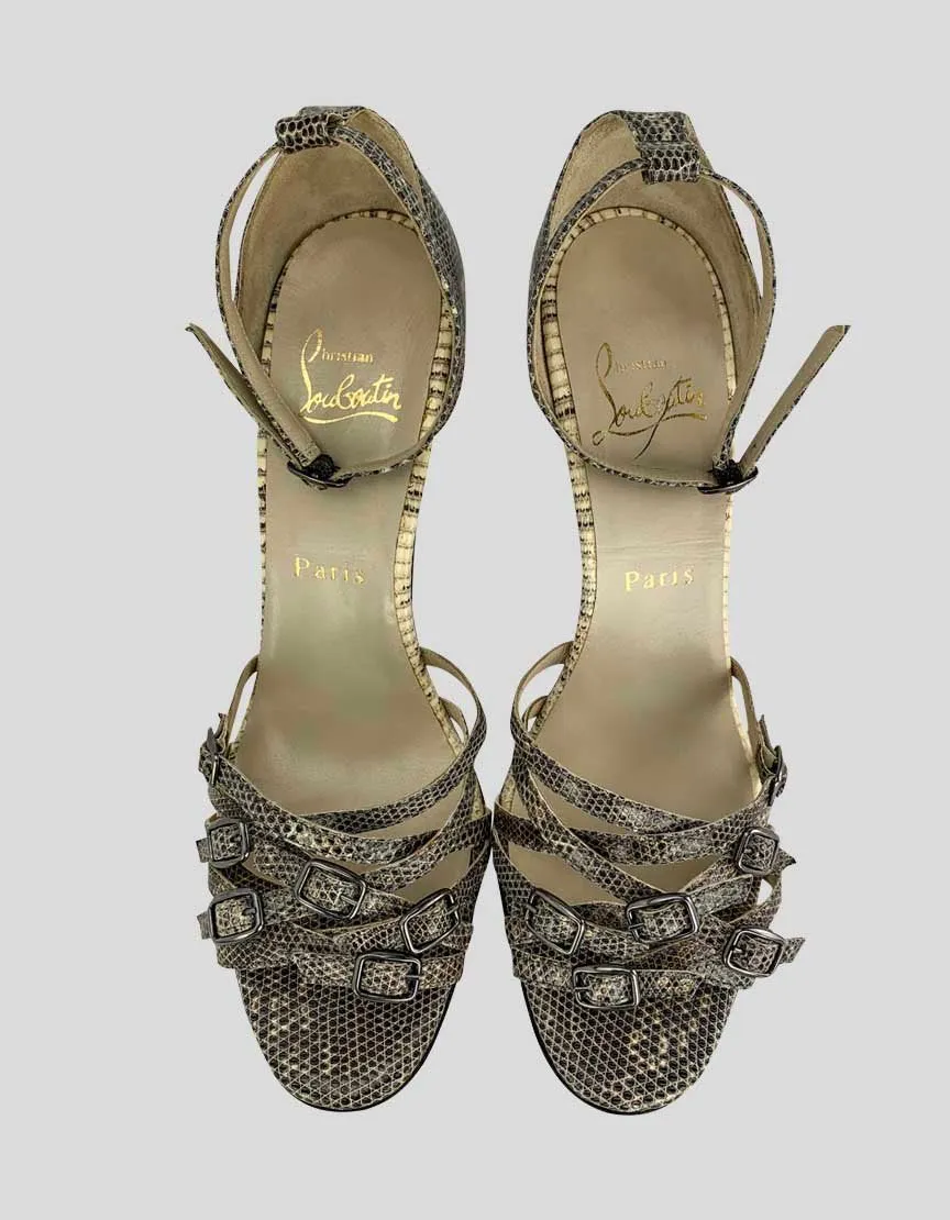 CHRISTIAN LOUBOUTIN Python Open Toe Heels - 39 IT | 9 US