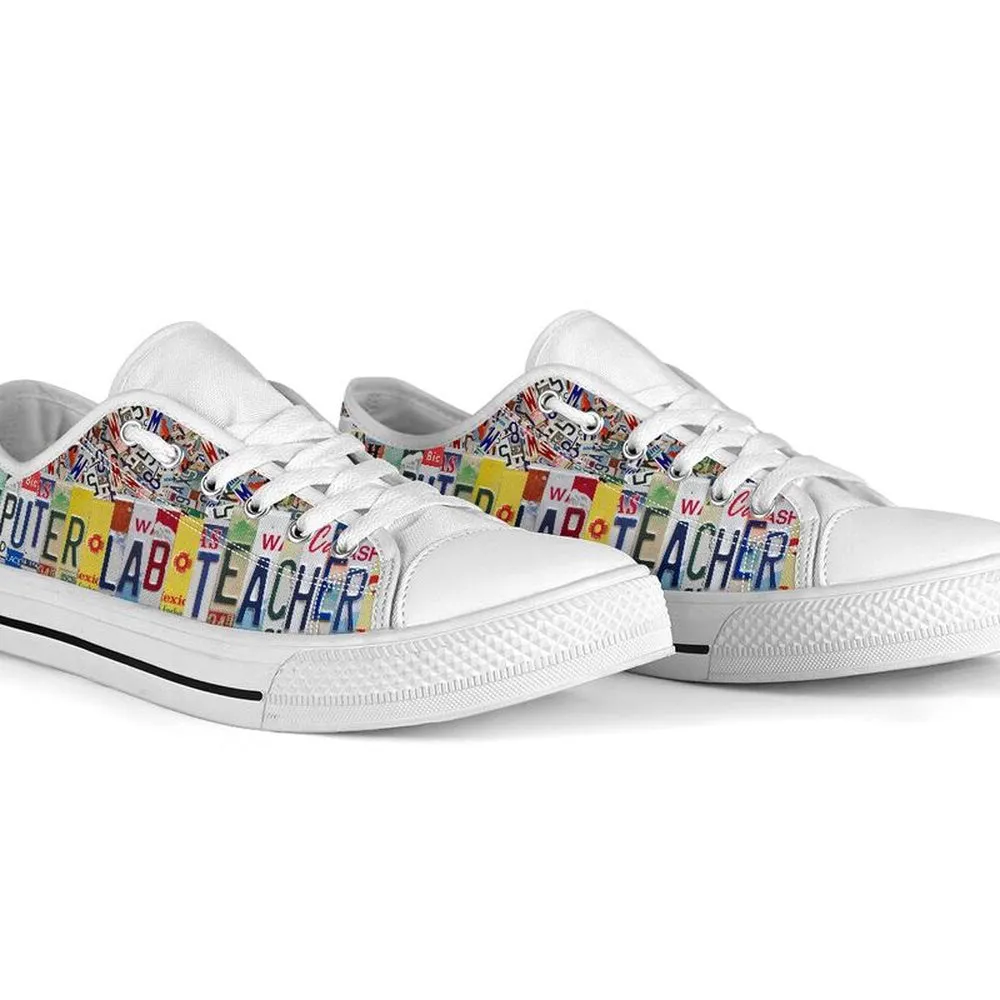 Computer Lab Teacher License Plates Low Top Shoes, Teacher Shoes, Low Top Sneakers