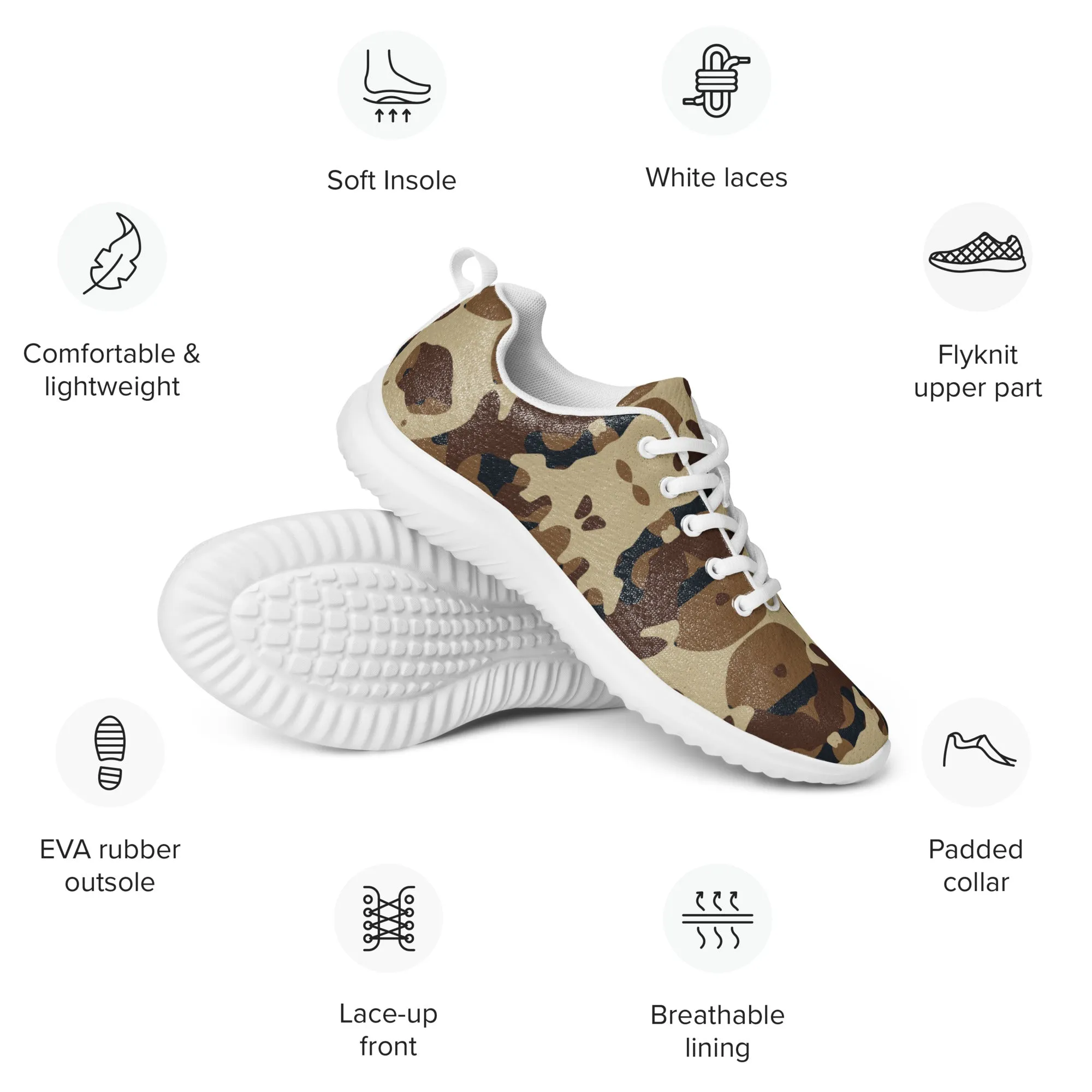 DASH Camouflage Land Men’s Athletic Shoes Lightweight Breathable Design by IOBI Original Apparel