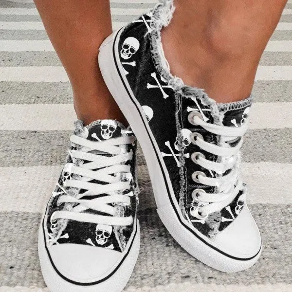 deanwangkt - Halloween Black Casual Daily Patchwork Printing Round Comfortable Out Door Shoes