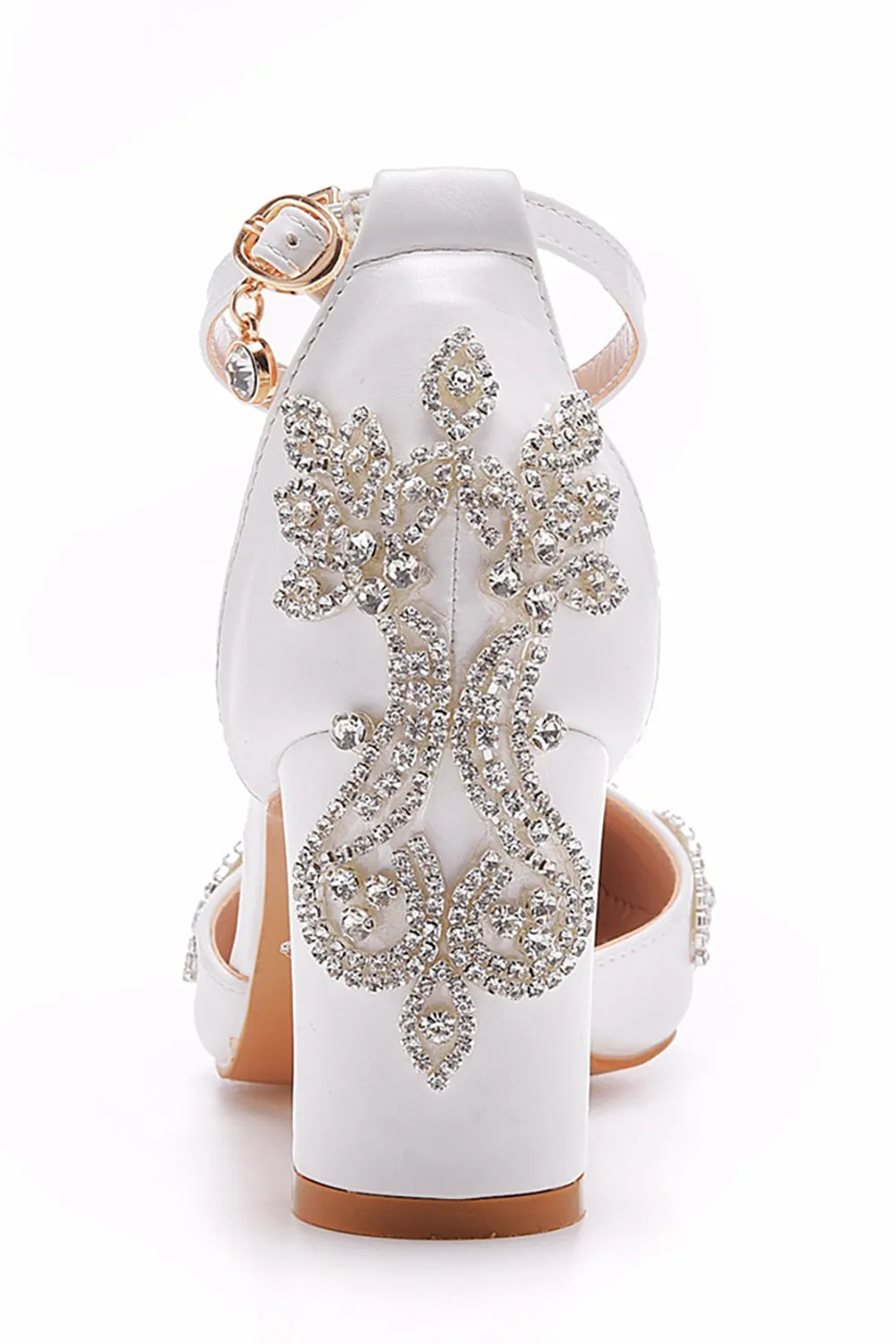 Delicate White Pointed Toe Bridal Shoes with Rhinestone