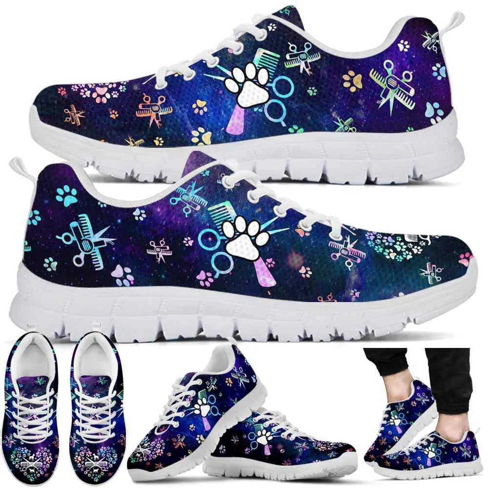 Dog Groomer Sneaker, Dog Groomer Paw Pattern Heart Galaxy Sneakers Shoes, Best Running Shoes, Unique Gifts For Dog Lovers