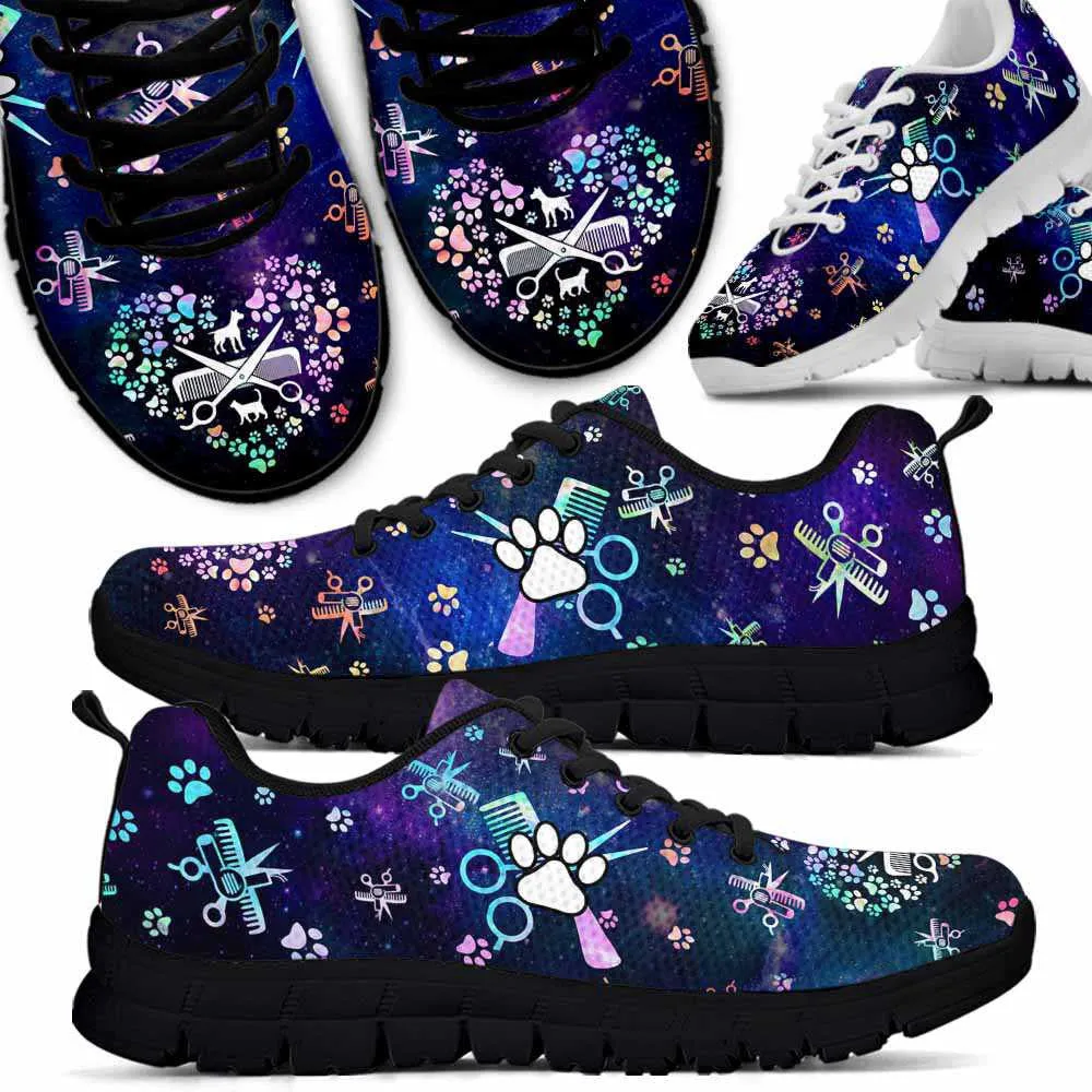 Dog Groomer Sneaker, Dog Groomer Paw Pattern Heart Galaxy Sneakers Shoes, Best Running Shoes, Unique Gifts For Dog Lovers