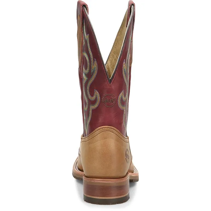 Double H Men's Tan Odie Broad Square Toe Roper Boots with Red Tops