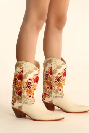 EMBROIDERED SILK WESTERN BOOTS ANILES