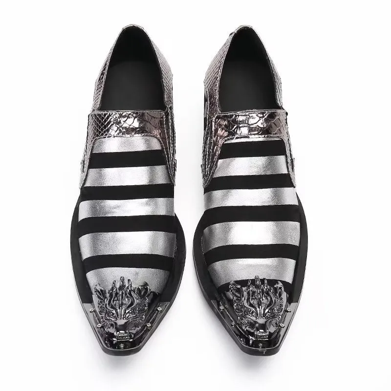 ExoticLux Texture Genuine Leather Slip-on Dress Shoes