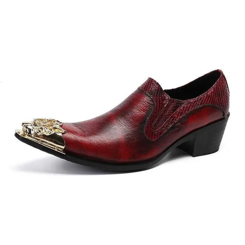 ExoticLux Texture Genuine Leather Slip-on Dress Shoes