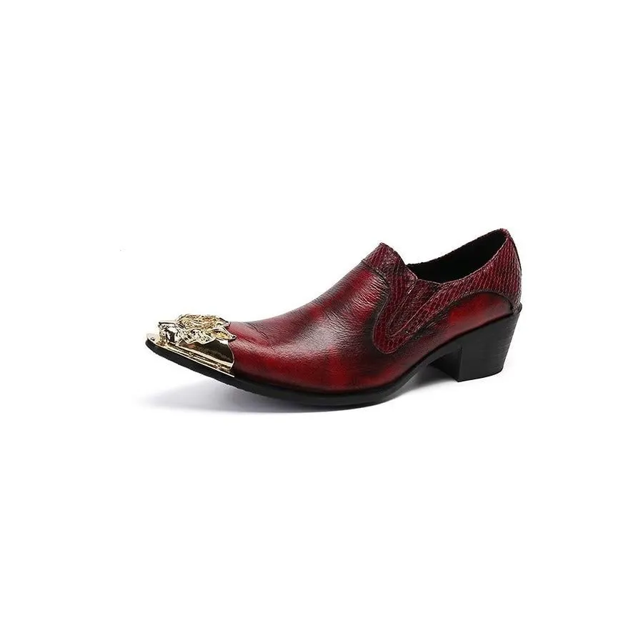 ExoticLux Texture Genuine Leather Slip-on Dress Shoes