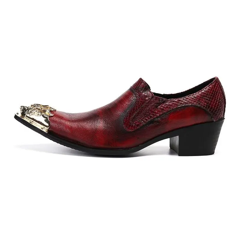 ExoticLux Texture Genuine Leather Slip-on Dress Shoes