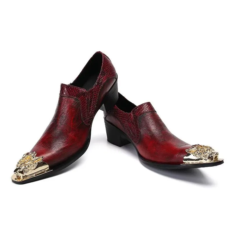 ExoticLux Texture Genuine Leather Slip-on Dress Shoes