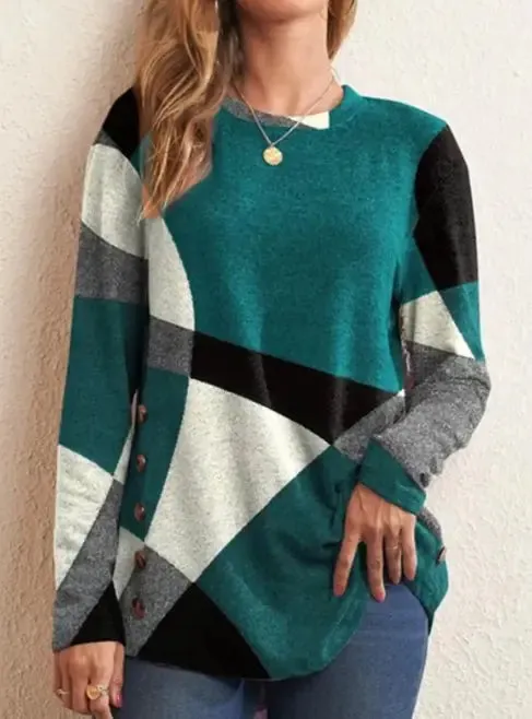 Geometric Contrast Long Sleeve