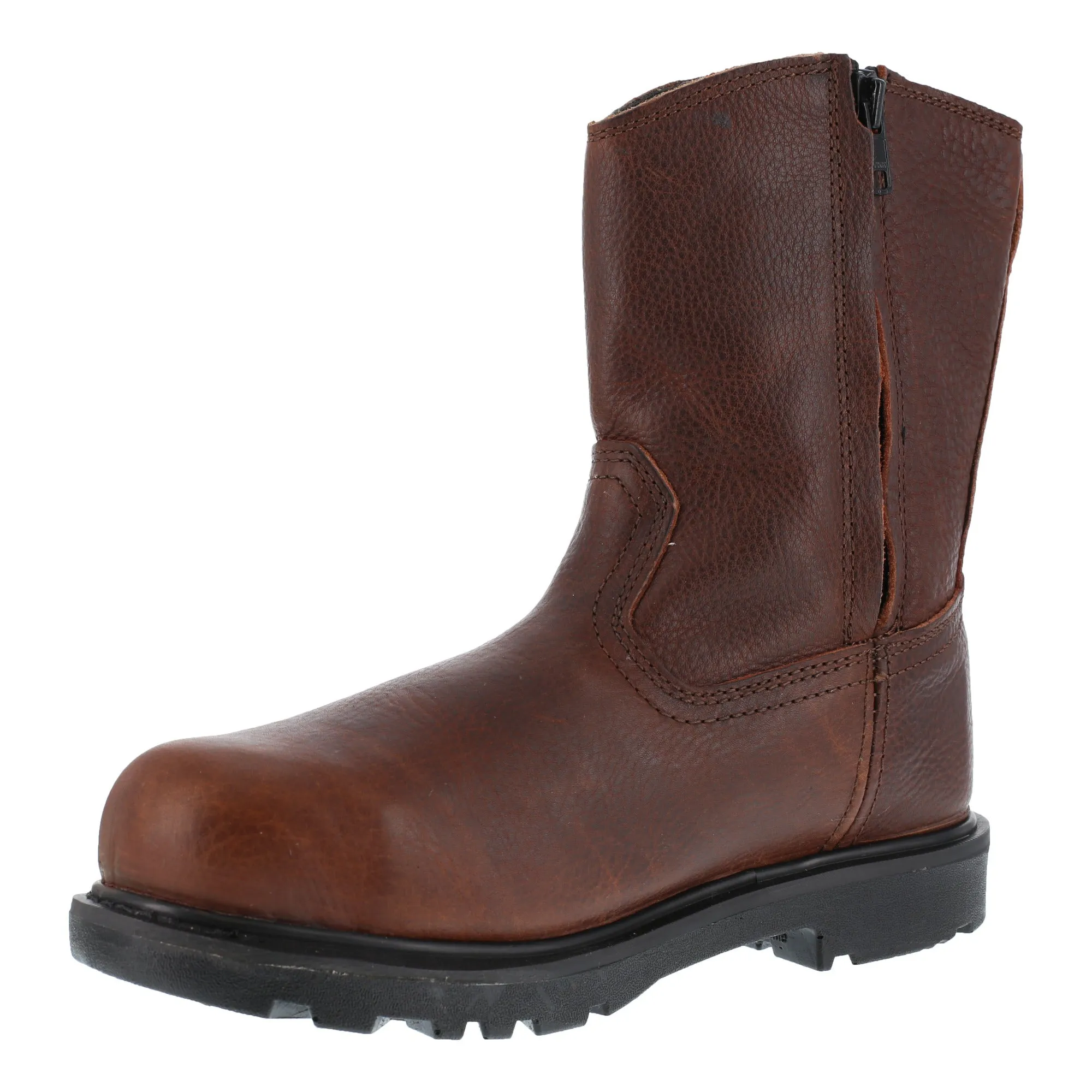 Iron Age Mens Brown Leather Wellington Met Guard Boots Hauler Comp Toe