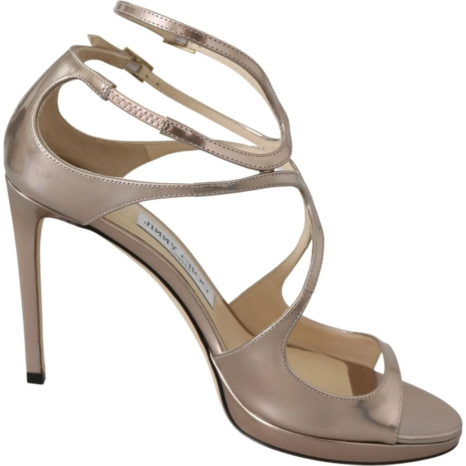 Jimmy Choo Ballet Pink Liquid Mirror Leather Sandals