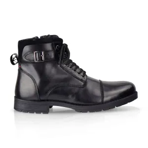 JJ Leather Lace up Boot - Black