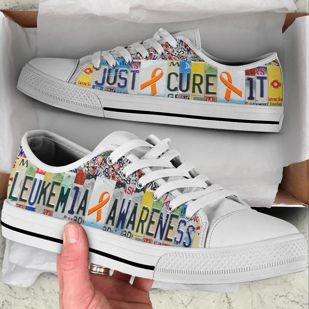 Leukemia Shoes Just Cure It License Plates Low Top Shoes , Low Top Sneaker, Low Top Canvas Shoes