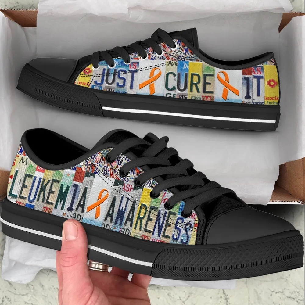 Leukemia Shoes Just Cure It License Plates Low Top Shoes , Low Top Sneaker, Low Top Canvas Shoes