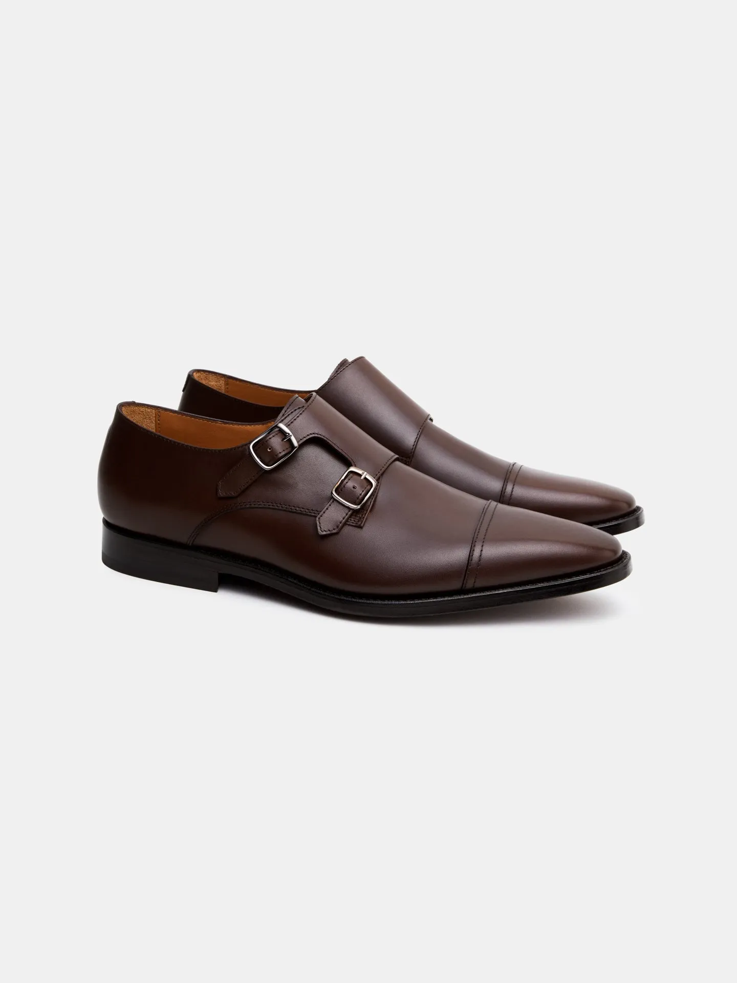 Monk Strap Shoes With Buckles, Lining And Insoles In Leather