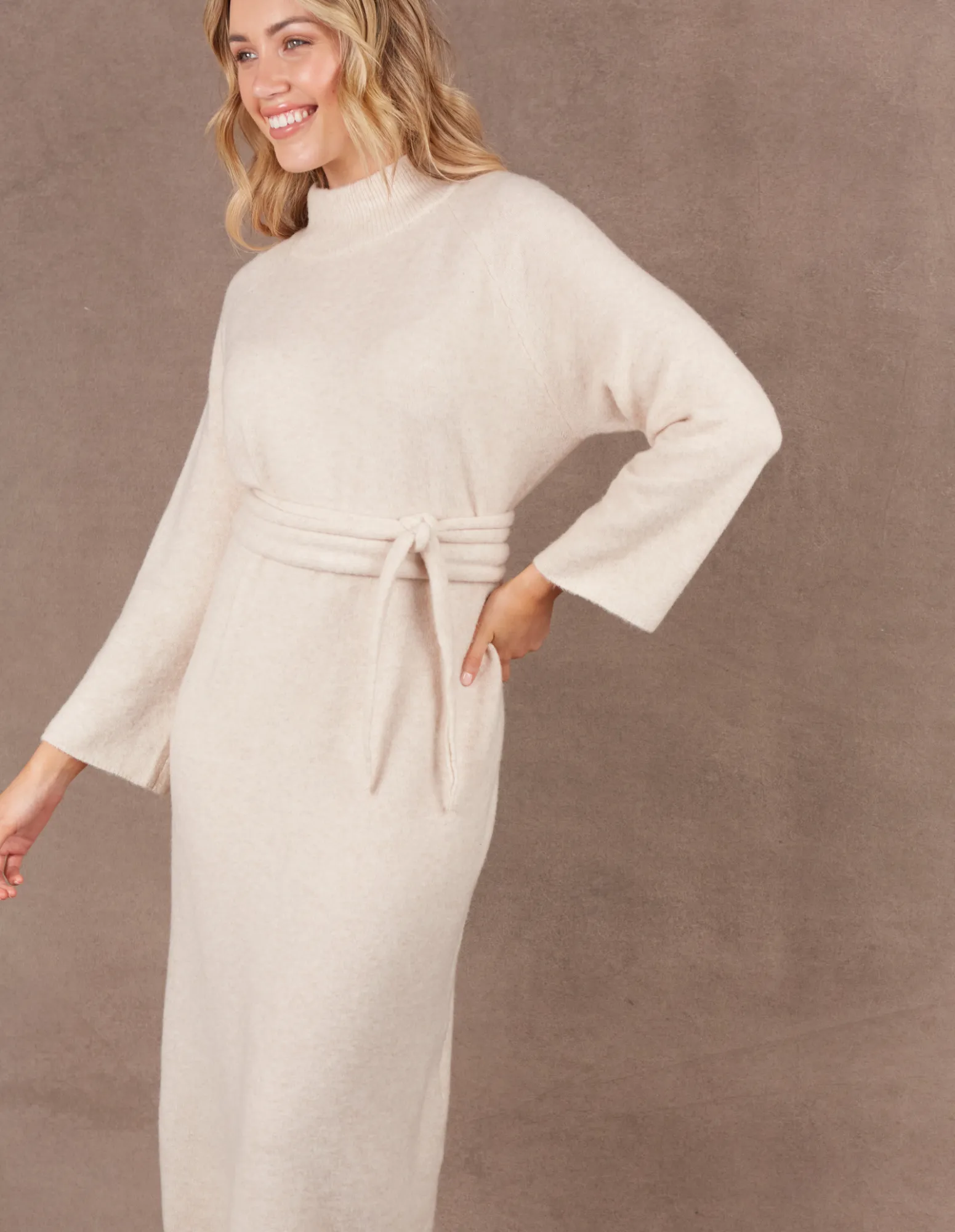 Paarl Tie Knit Dress - Oat - Eb & Ive