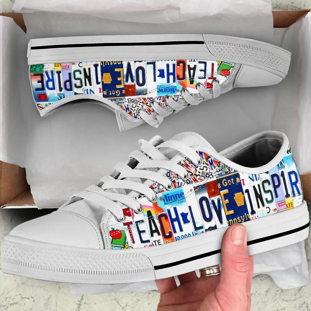 Para Teacher License Plates Low Top Shoes, Teacher Shoes, Low Top Sneakers