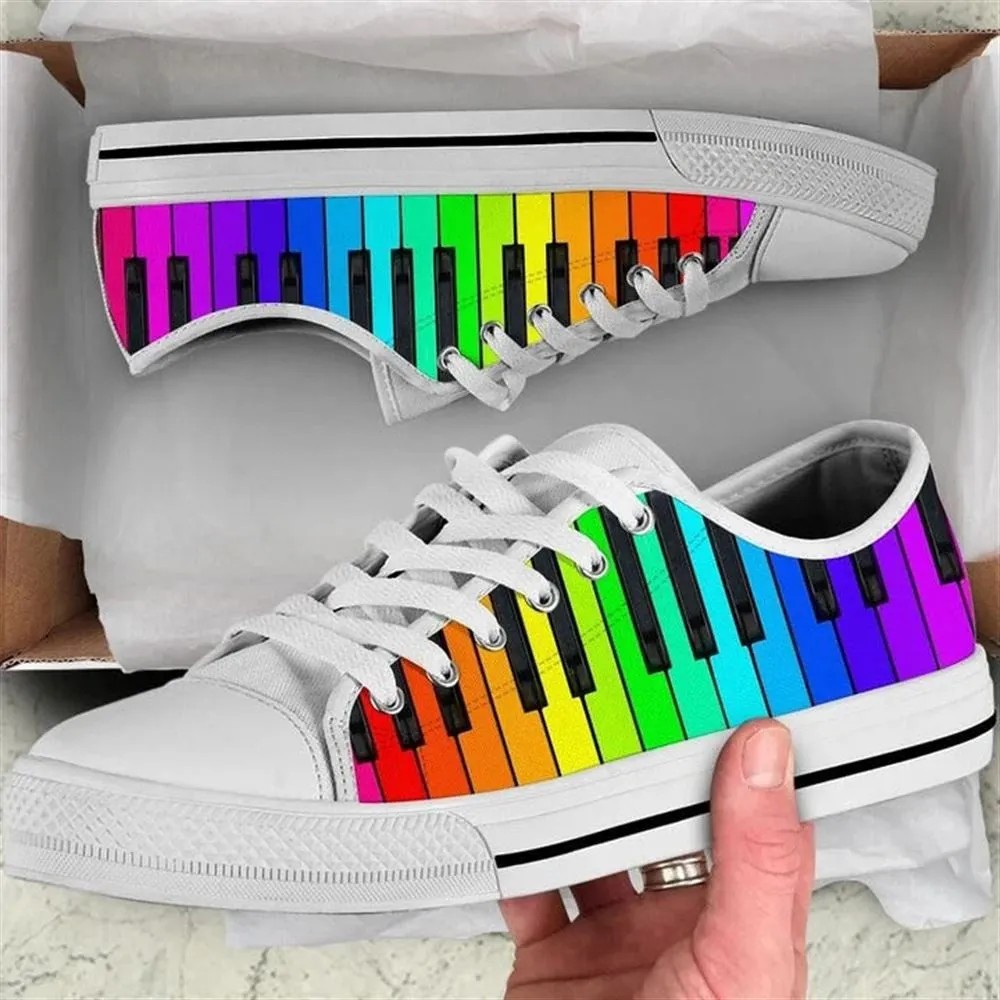 Piano Rainbow Color Canvas Low Top Shoes, Canvas Shoes Design, Low Top Sneaker