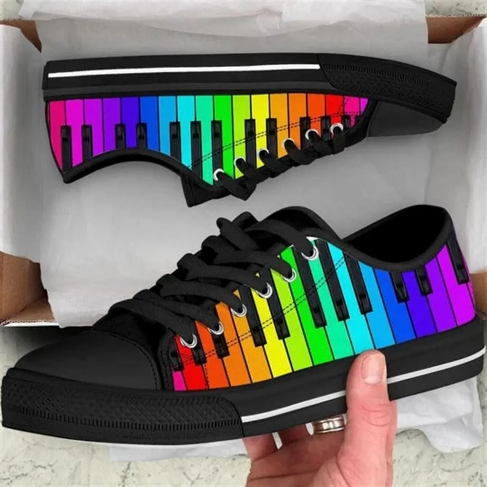 Piano Rainbow Color Canvas Low Top Shoes, Canvas Shoes Design, Low Top Sneaker