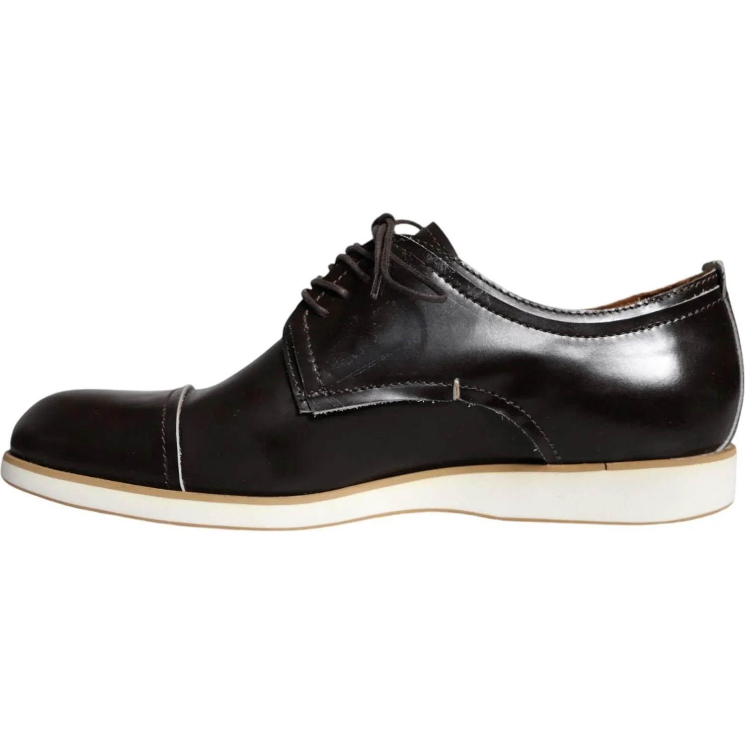 Pollini Black White Leather Lace Up Men Dress Formal Shoes