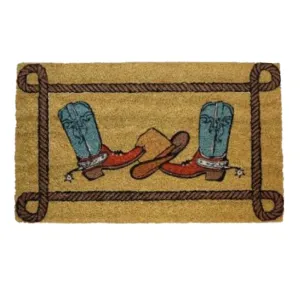 "Boots & Hat" Coir Door Mat