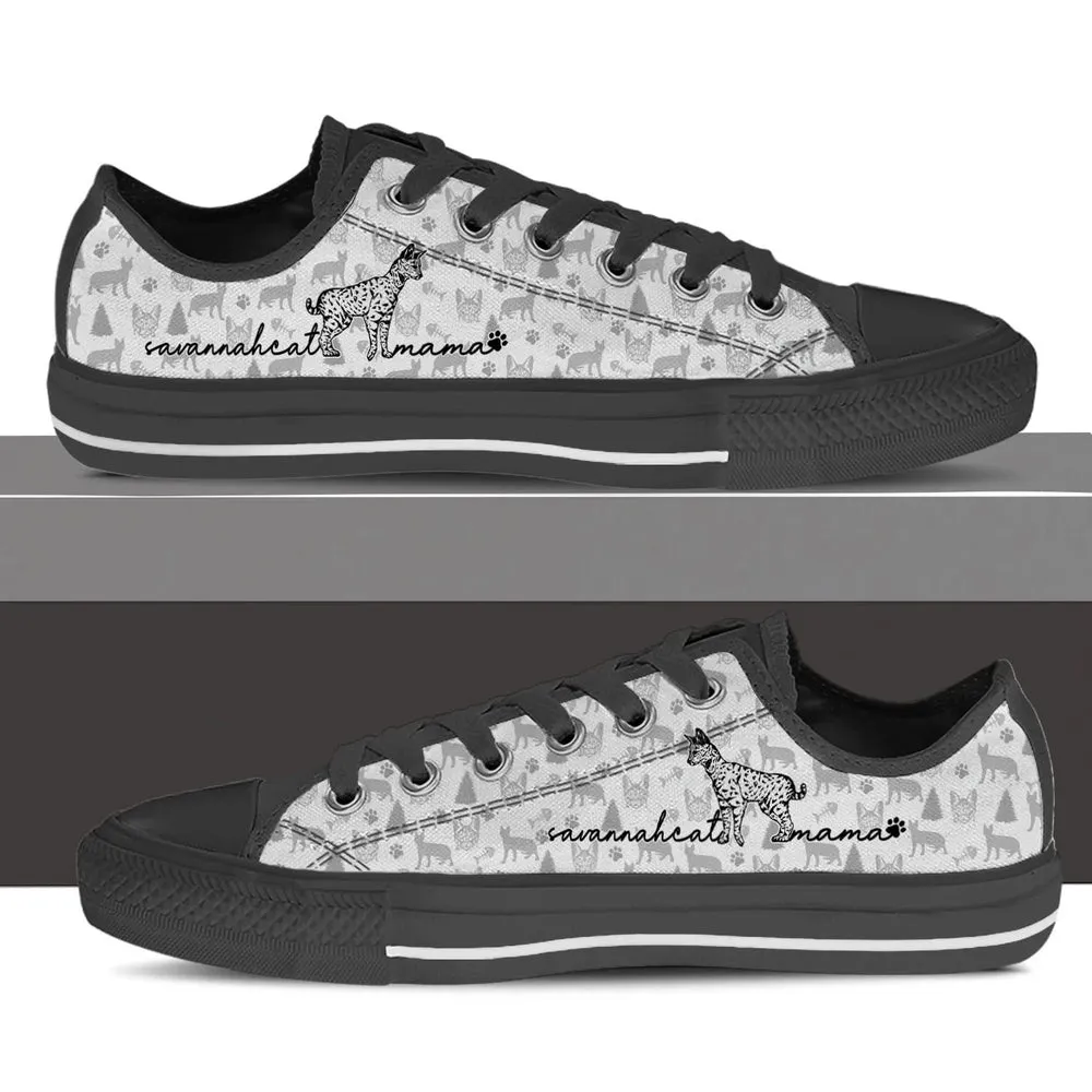 Savannah Cat Low Top Shoes - Cat Walking Shoes Men Women - Cat Memorial Gift, Cat Canvas Shoes