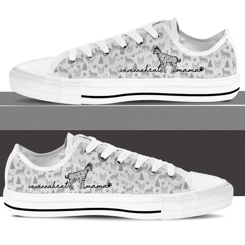 Savannah Cat Low Top Shoes - Cat Walking Shoes Men Women - Cat Memorial Gift, Cat Canvas Shoes