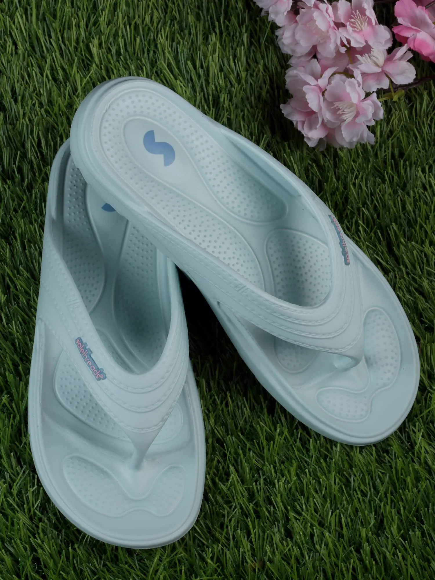 SOLETHREADS Ortho ELITE | Durable | Sturdy | Light | Comfortable | Shock Absorbent | Slippers | Flip Flops for Women | L.BLUE | 7UK