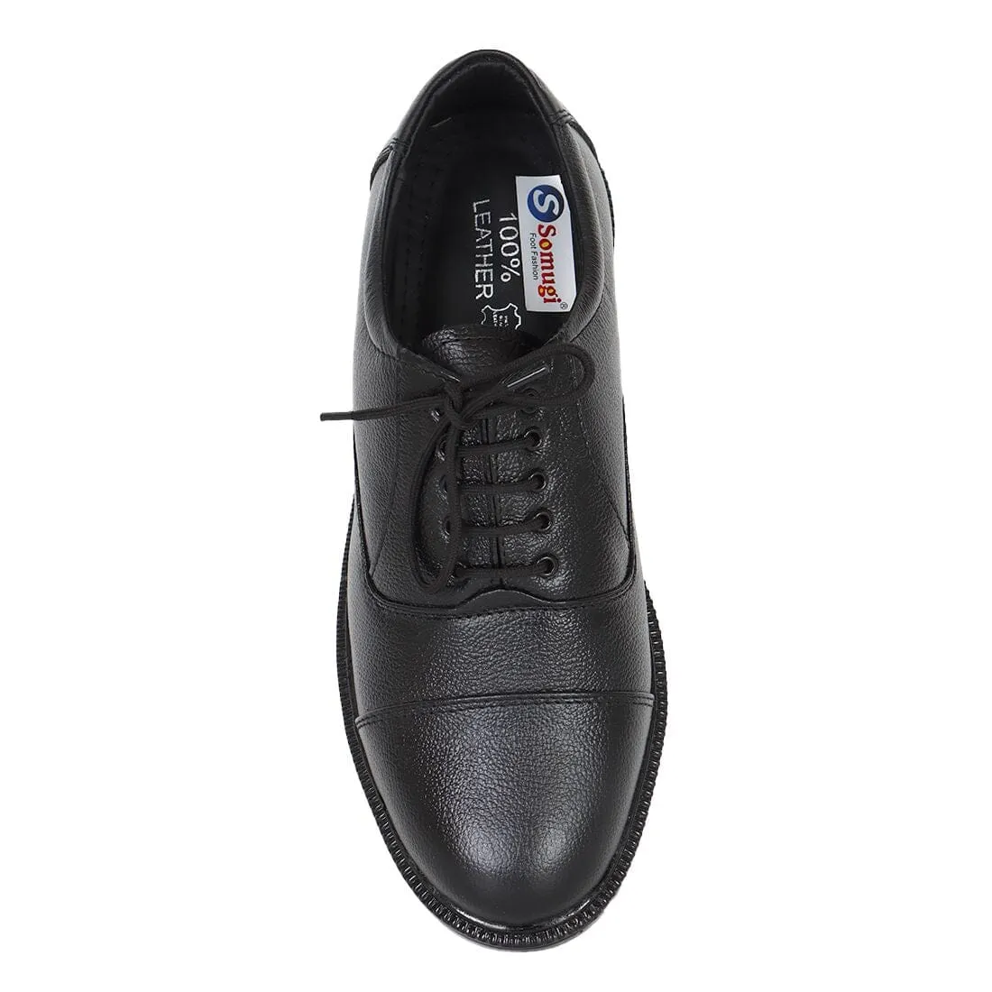 Somugi Genuine Leather Black Lace up Oxford Shoes for Men