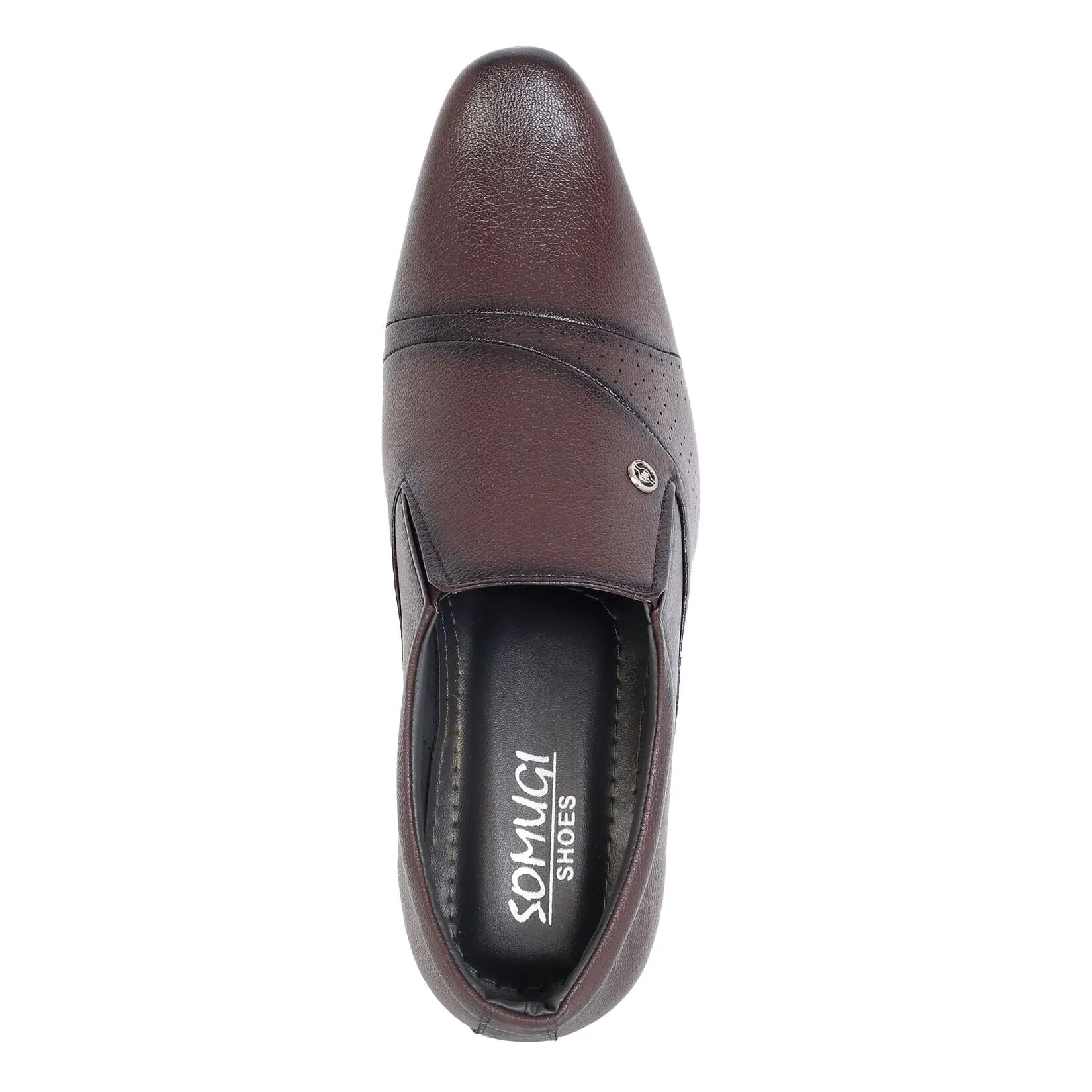 Somugi Mens Brown Slip on formal Shoes made by Artificial Leather