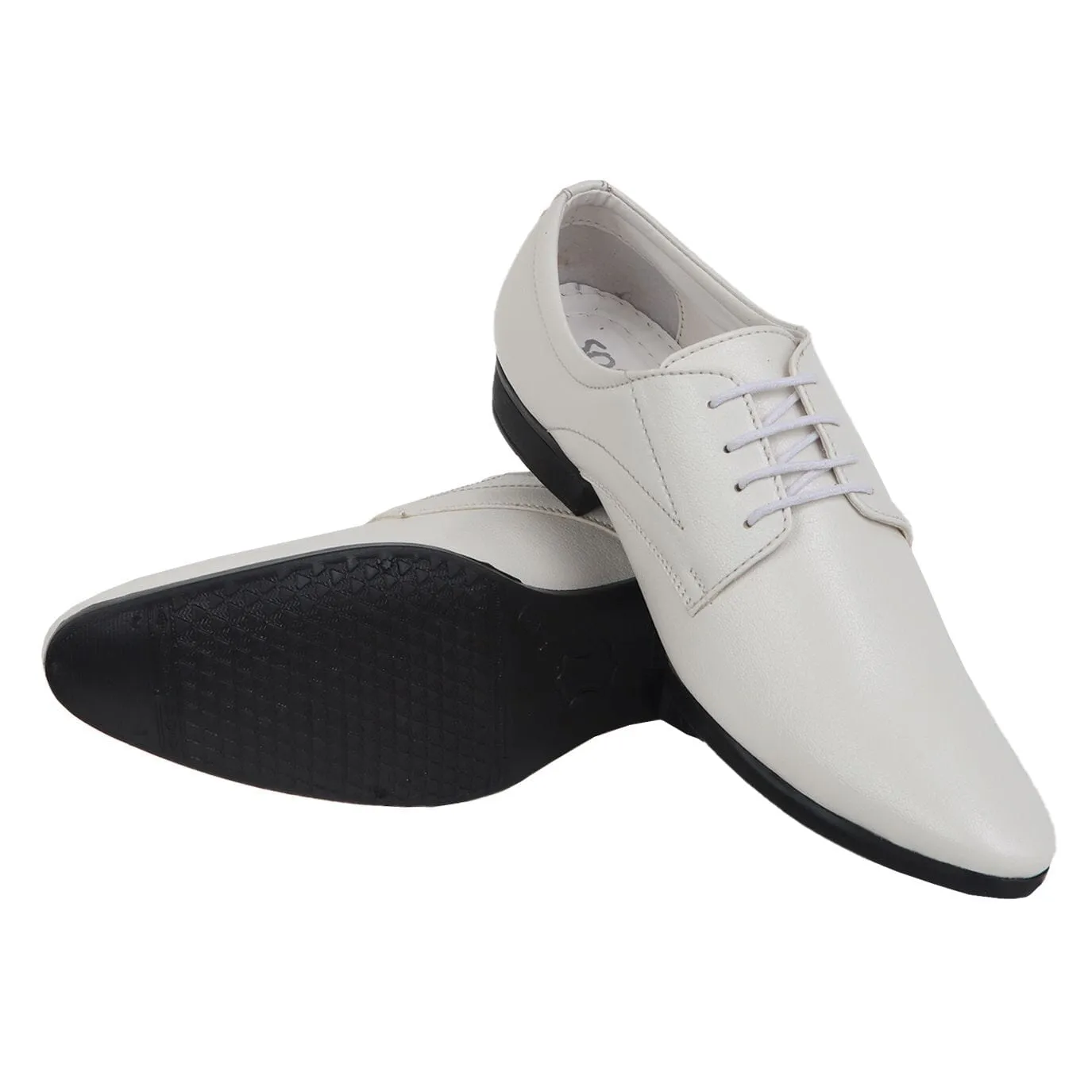 Somugi White Lace up formal Shoes for Men made by Artificial Leather