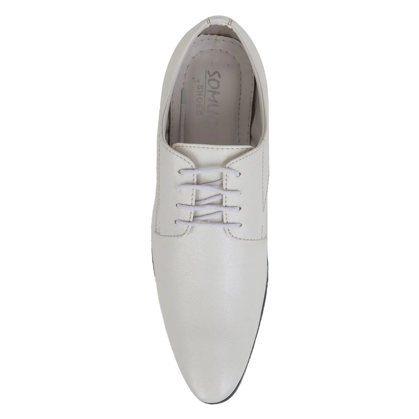 Somugi White Lace up formal Shoes for Men made by Artificial Leather