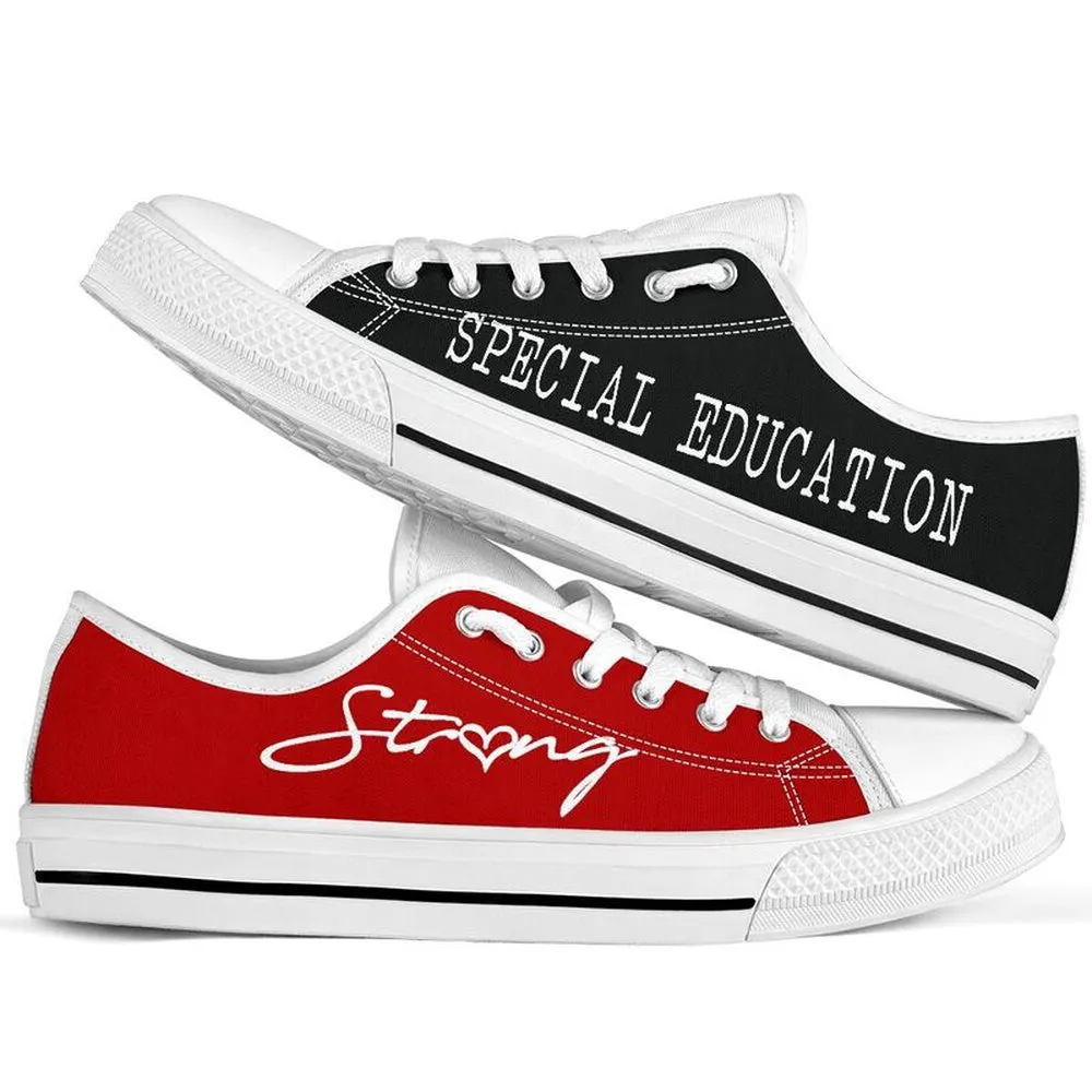 Special Education Strong Red Black Shoes, Teacher Shoes, Low Top Sneakers