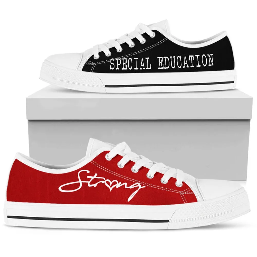 Special Education Strong Red Black Shoes, Teacher Shoes, Low Top Sneakers