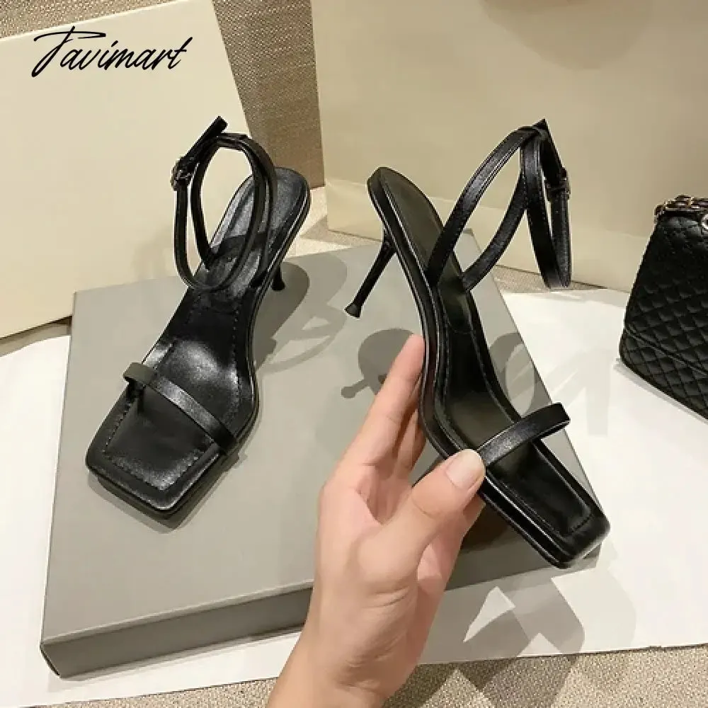 Tavimart Online Red White Sandals Summer Women's Shoes Comfortable Outdoor Casual Sandals Open Toe Button High Heel Shoes Female