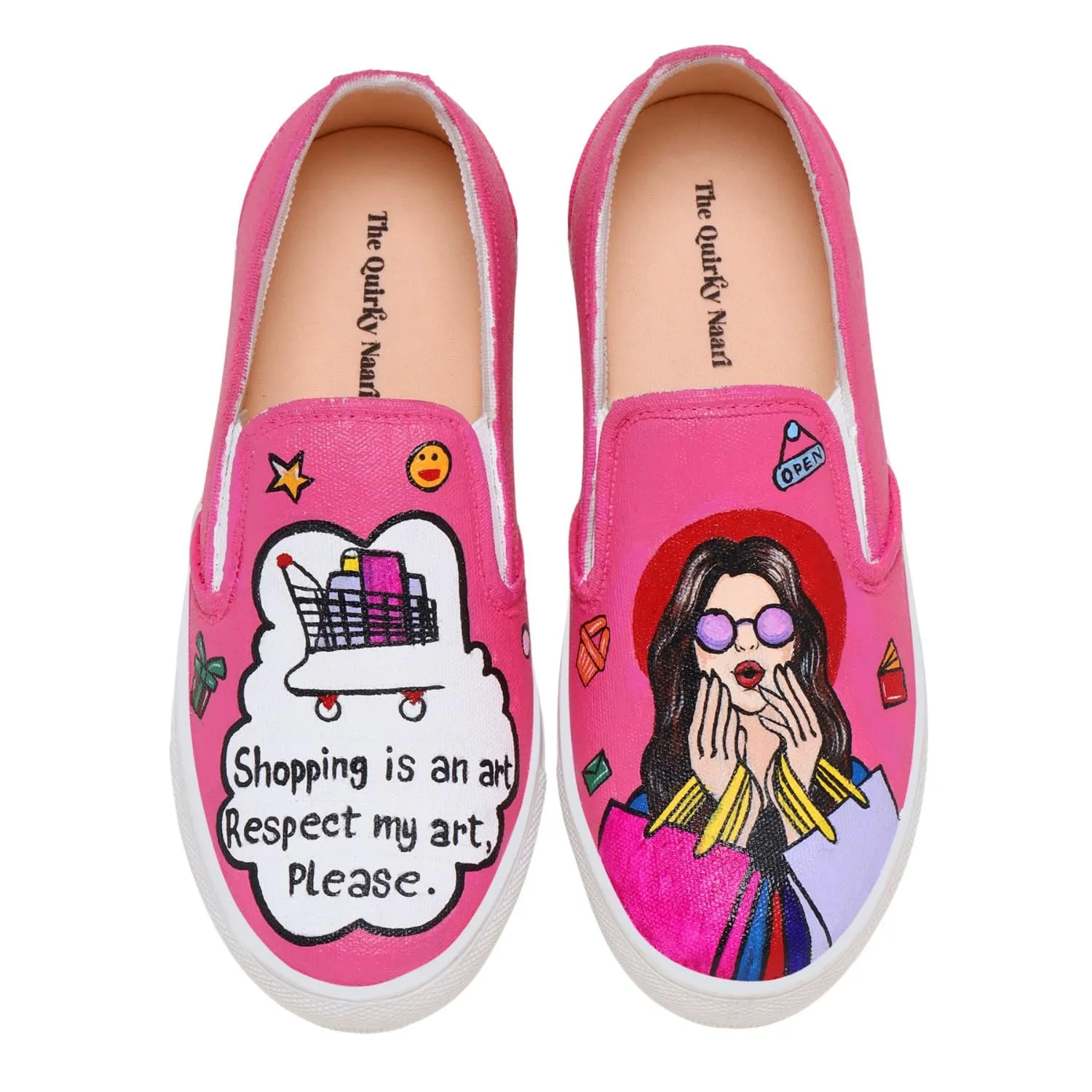 THE QUIRKY NAARI Shopaholic Slipons Stylishly Playful Fit | Pink | 6 UK