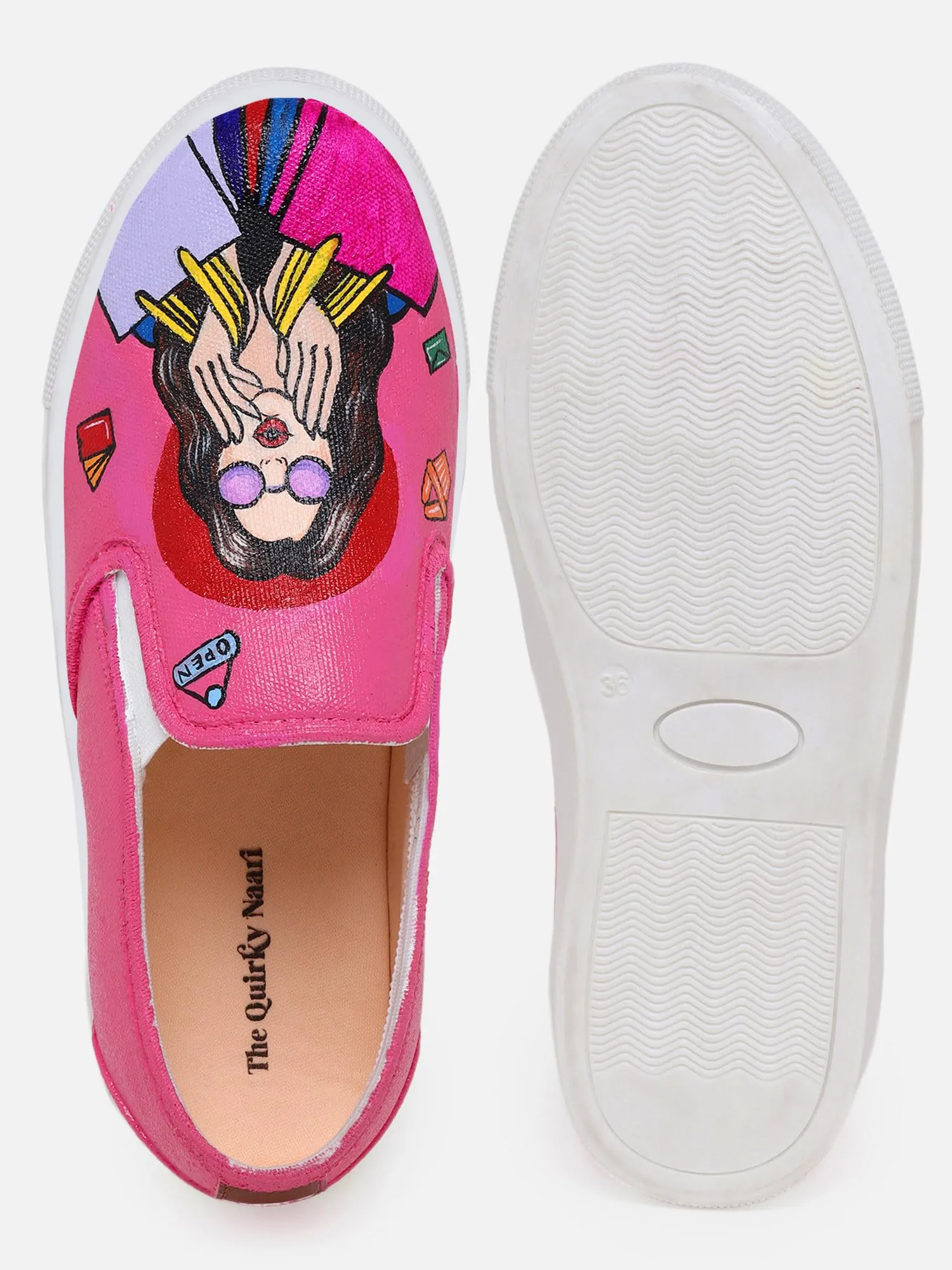 THE QUIRKY NAARI Shopaholic Slipons Stylishly Playful Fit | Pink | 6 UK